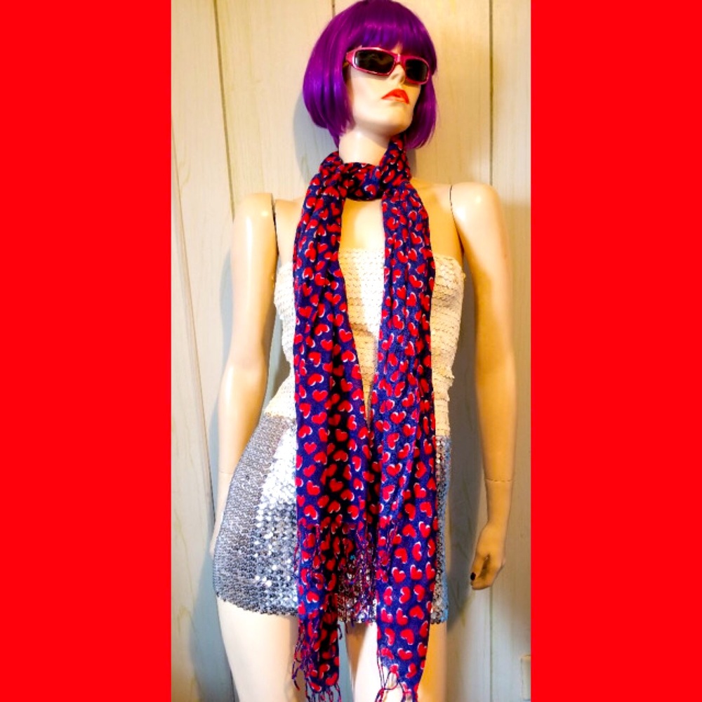 ❤️HEART PRINT Old Navy Full Size Fringe BOHO Shawl